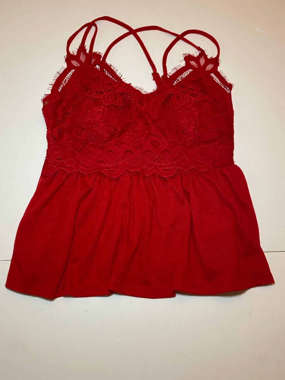 Red No Boundaries S Lace Bralette Tank Top. Nice built in padded bra.